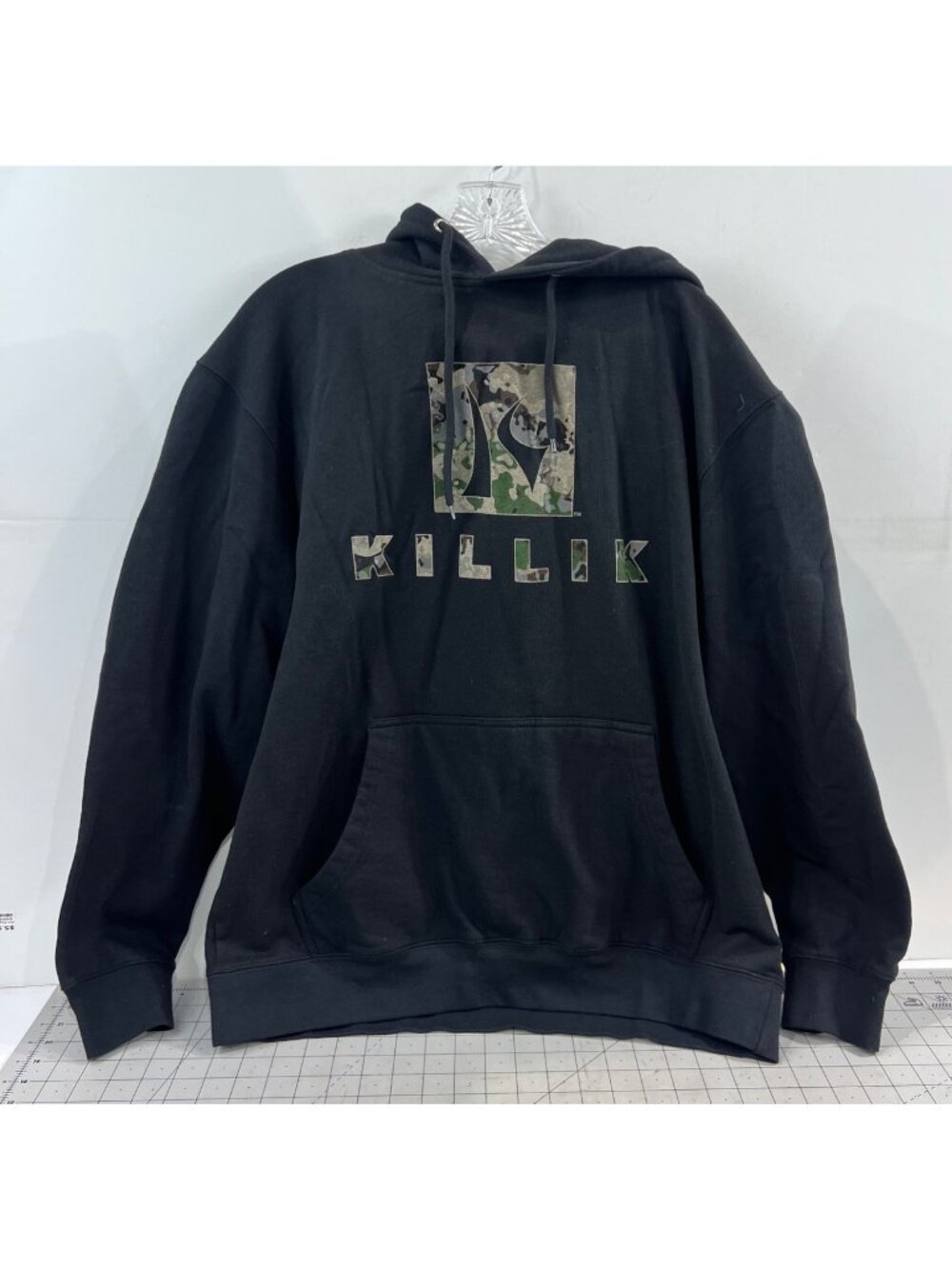 Killik Men’s 2XL Black Hoodie Camo Logo Graphic Pullover Style Kangaroo Pocket